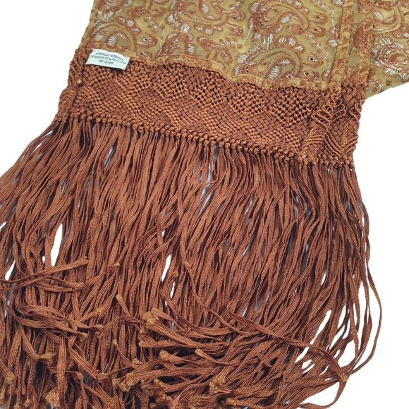 Embroidered Fringe Scarf Women Rayon Polyester 72 x 8.5 Shawl Wrap Paisley - Picture 9 of 9